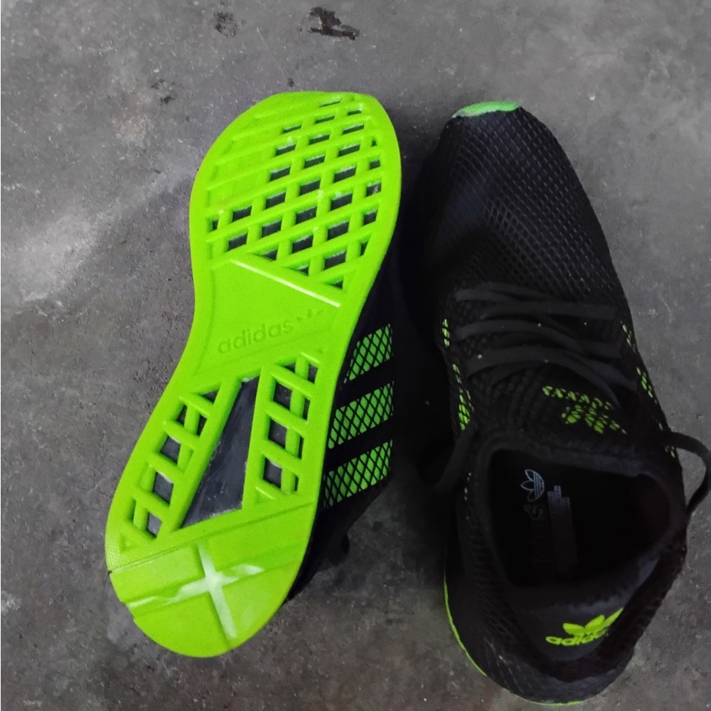 Adidas Men's Black and Neon Green Athletic Shoes